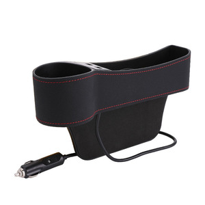 Console centrale multifonction en cuir, 1 pièce, support de gobelets, organisateur avec 2 Ports de chargement USB, pour voiture