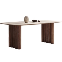 2025 Vintage en bois massif Table à manger chaise ensemble noyer couleur rectangulaire roche dalle moderne petit appartement maison fer pour hôtels