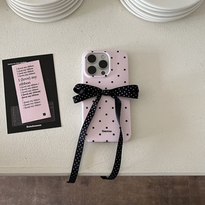 Funda de Teléfono Coreana con Lazo de Puntos Rosas, Funda Suave para iPhone 16 Pro Max, 15, 14, 13, para Chicas - Product Image 4