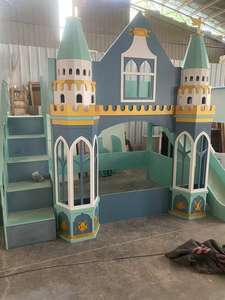 Роскошная розовая кровать-замок для девочек, двухъярусная кровать, комплект мебели для детской комнаты, на заказ, с большим шкафом-гардеробом и горкой - Product Image 5