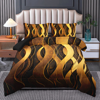 Ensemble de couette imprimé de style européen doré de luxe, ensemble de literie épais et moelleux pour toutes les saisons, chambre à coucher