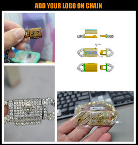 Cadena de Eslabones Cubanos de 9mm con Circón Rosa y Azul, Pulsera y Collar Chapado en Oro de 18k, Gargantilla Iced Out con Diamantes para Mujer y Hombre, Regalos - Product Image 4