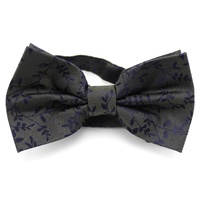 Nœud Papillon Homme en Soie Tissée Personnalisé Bleu Marine et Gris, Prédécoupé, Réglable, Vente en Gros