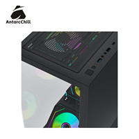 Boîtier de jeu panoramique AntarcChill Black Full Tower à double compartiment, compatible AIO 240 mm, E-ATX, ATX, MATX, ITX, USB 3.0