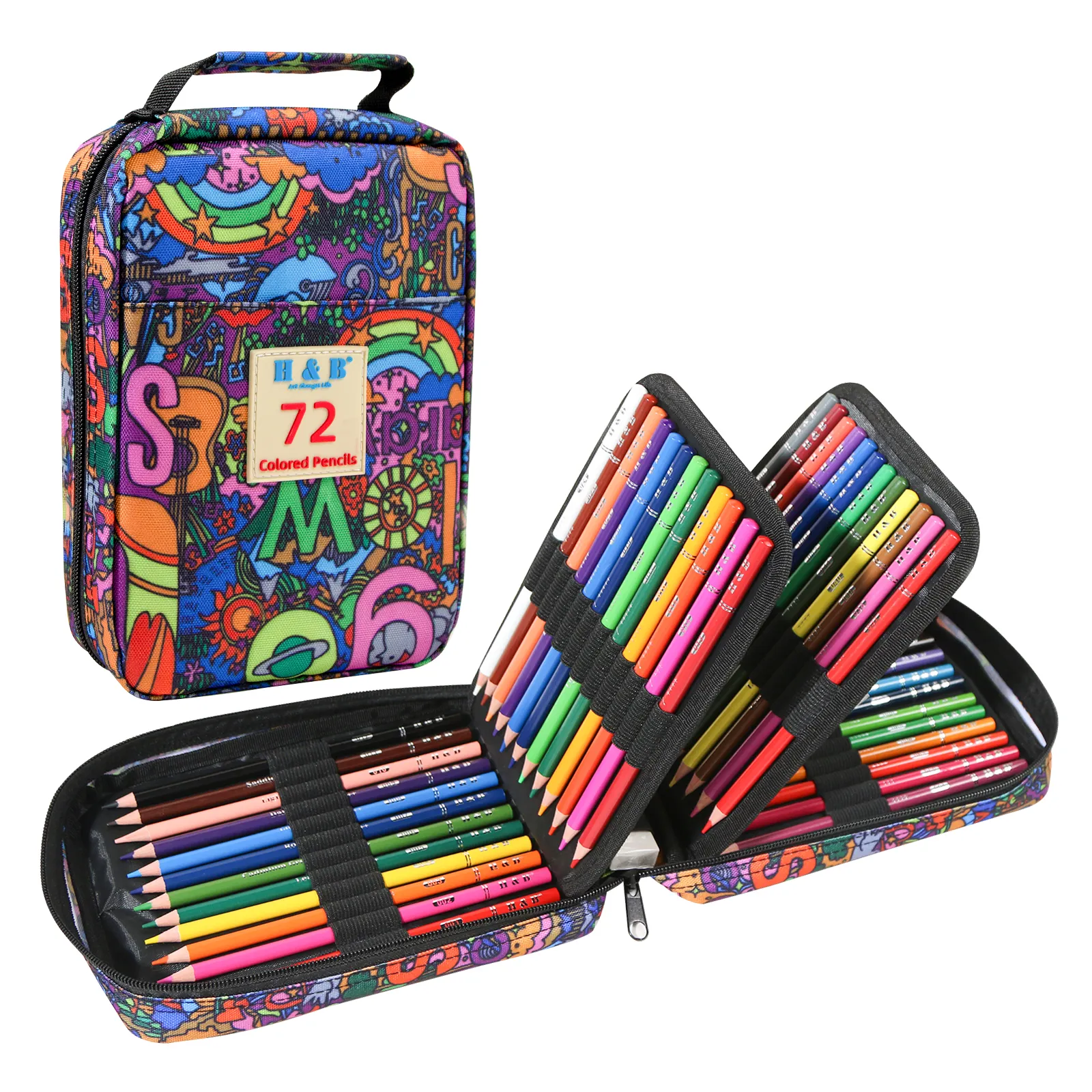 Fácil zipper viagem arte suprimentos 72 lapiz de colores coloridos