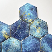 Carrelage mural hexagonal moderne en aluminium Deamlike, motif ciel étoilé bleu et or, pour salon, cuisine, salle de bain, crédence intérieure