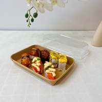 Bol en papier kraft rectangulaire avec couvercle, logo personnalisé, 17 oz, 22 oz, 25 oz, 34 oz, biodégradable, jetable, pour salade à emporter