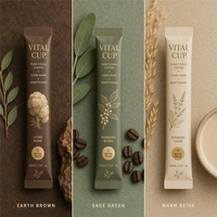 Premium Custom Logo Stick Bag Tear Notch 3g Mushroom Adaptogen Botanical Wellness Coffee Sachet Packaging for Health Brand OEM