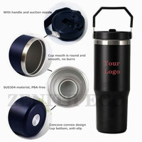 Gobelet en paille noir mat de 30oz isolé en acier inoxydable gobelet coréen 550ml bouteille d'eau tasses à sublimation café métal