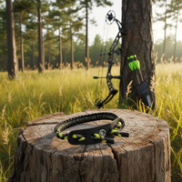 Sangle de tir à l'arc composée en paracorde et cuir camouflage noir et rouge pour la chasse, modèle BT-BS001, vente en gros, MOQ 50 pièces, OEM/ODM