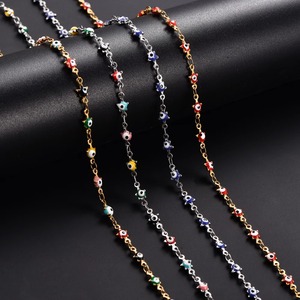 Collana a Catena con Ciondolo a Stella a Cinque Punte e Occhio <span class=keywords><strong>Turco</strong></span> da 4,5 mm in Acciaio Inossidabile per Donna, Girocollo Impermeabile, Accessori Gioielli in Metallo - Product Image 3