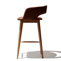 Tabouret de bar en bois massif de qualité contractuelle pour restaurant et café commerciaux-Chaise de comptoir moderne en cuir PU à dossier haut