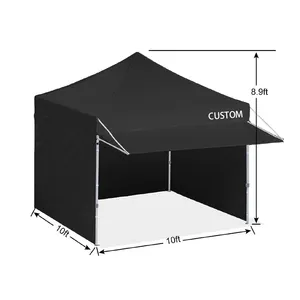AOZHAN tenda Gazebo lipat, tenda dinding tiga sisi tahan air 10x10 luar ruangan untuk acara iklan pesta