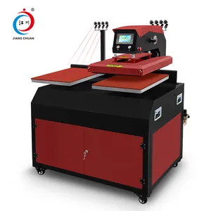 Machines à sublimation pneumatiques entièrement automatiques 60*40 de couleur rouge avec presse à chaud laser pour t-shirts