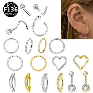 Gaby G23 Clicker 20g Nose Ring Pins Stud Belly Ring Nostril Hoop Septum Titanium Piercing Astm F136 Jewelry For Women Men