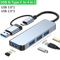 Hub USB-C 8-en-1 avec lecteur de carte et adaptateur audio multiport, station d'accueil USB 3.0 Type-C 4 5 7 8 ports