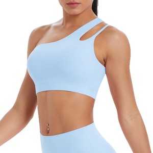 7114 alto supporto reggiseno sportivo monospalla <span class=keywords><strong>per</strong></span> donna fascia sinistra Yoga Crop top <span class=keywords><strong>per</strong></span> correre Fitness <span class=keywords><strong>palestra</strong></span> allenamento Sexy <span class=keywords><strong>attrezzi</strong></span> <span class=keywords><strong>da</strong></span> allenamento - Product Image 3