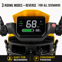 Moto électrique sans balais 1500W, 65 km/h, charge utile 250 kg, double tension 60V/72V avec barre de protection intégrale pour trajets quotidiens et transport de marchandises