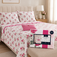Lot de 6 draps de lit imprimés pour très grand lit (Queen/King) avec 4 taies d'oreiller, motifs variés, vente en gros