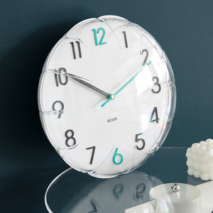 Wozoom Wall <b>Clock</b> 32cm Round <b>Battery</b> Powered Jumping Seconds Movement Modern Cream Style Living Room Decor - Product Image 2