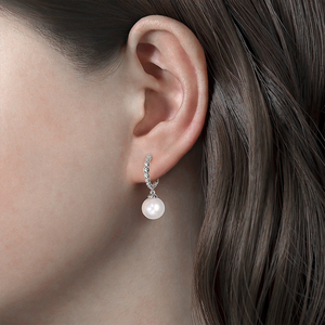 Pendientes Colgantes CANNER Simples con Perlas Brillantes de 18k, Aros Redondos Irregulares de Plata de Ley S925 - Product Image 4