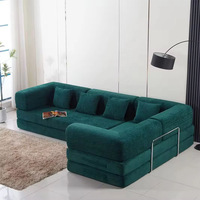 Canapé de salon modulaire en forme de L, style français, en tissu chenille vintage rétro, avec pieds en acier inoxydable pliables, amovibles et lavables