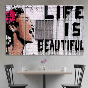Printed <b>Canvas</b>: Banksy Woman <b>Wall</b> <b>Art</b> for Modern Decor,SET OF 4 <b>CANVAS</b> - Product Image 2
