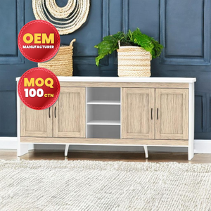 Custom Color Contemporary Modern Style 4-Door Wood Cabinet with 2 <b>Shelves</b> for Home Furniture Living Room <b>Kitchen</b> OEM Available - Product Image 1