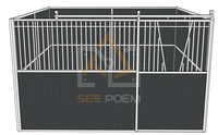 Panneaux de box pour chevaux d'extérieur Seepoem 12x12 pieds, structure en acier galvanisé, remplissage en contreplaqué HDPE noir, garantie de 2 ans, utilisation facile