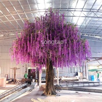 Maßgefertigter Großhandel Lila Künstlicher Glyzinienbaum Hochwertige Simulation aus Fiberglas Umweltfreundlich Langlebig UV-beständig Anpassbar