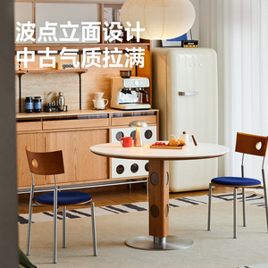 <b>Round</b> Solid Wood <b>Dining</b> <b>Table</b> Cherry Wood Stable Framework Structure For <b>Dining</b> Room Home Use - Product Image 2