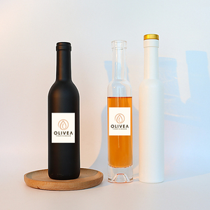 Récipient d'huile de cuisson noir blanc de qualité alimentaire avec logo personnalisé de 200ml 375ml 500ml Bouteille d'huile d'olive en verre avec bouchon - Product Image 2