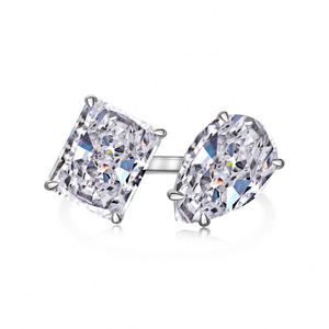 Dylam Eternity S925 Silver 2 Stone Engagement <b>Ring</b> 2ct Pear and 5ct Emerald Shape Zirconia <b>Adjustable</b> Wedding Anniversary <b>Ring</b> - Product Image 1