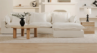 Canapé Modulable KSL Médiéval Combinable à Souhait, Polaire d'Agneau, Moderne Nordique, Crème, Rangée Droite, Populaire pour Auberges de Jeunesse et Zones de Détente