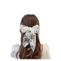 Offre Spéciale grandes pinces à cheveux en dentelle de tulle blanc mignon, accessoires pour cheveux clips d'arcs de ruban pour bébé filles cheveux mariée