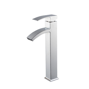 Robinet de lavabo moderne en alliage de zinc poli à montage sur plan, à trou unique, avec cartouche céramique et poignée unique, à débit contrôlé - Product Image 1