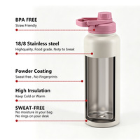 Bouteille d'eau isotherme en acier inoxydable TAIRFLASK 38oz/1150ml, personnalisable, à double paroi, sans BPA, réutilisable, avec couvercle