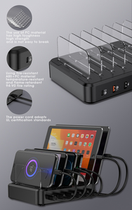 แท่นชาร์จโทรศัพท์หลายช่องอุปกรณ์ชาร์จแบบเร็ว68W USB <span class=keywords><strong>6</strong></span>พอร์ตสำหรับ <span class=keywords><strong>iPhone</strong></span> iPad Type C PD - Product Image 2