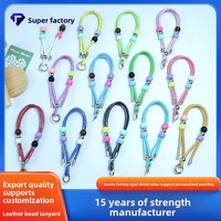 TOLKA Huayang Cordon de poignet en cuir coloré avec breloques perlées, inspiré de la dopamine, pour téléphone, sangle d'appareil photo et sac de tasse