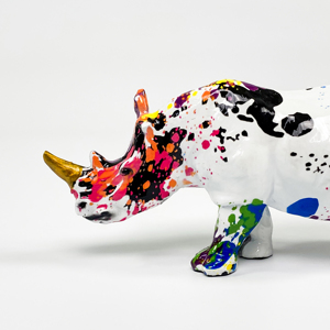 Modern Creative Small Animal Ornament Colorful Resin <strong>Rhino</strong> <strong>Statue</strong> for Home Decor Water Transfer Printing <strong>Statue</strong> - Product Image 4