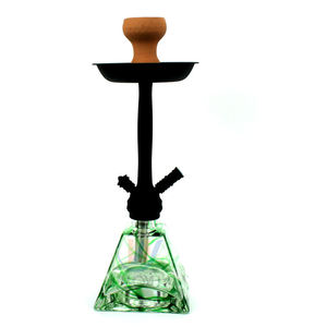 Base de Vidrio Tricolor en Forma de Pirámide, Tubo de Silicona Negro, Parte Superior de Madera, Cachimba de Manguera Única, Juego de Cachimba, Shisha - Product Image 1