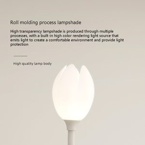 Vente en gros de <span class=keywords><strong>lampadaire</strong></span> de style crème lampe de table de chevet créative tulipe salon chambre lampe de plancher d'ambiance verticale - Product Image 4