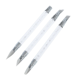 3 Pcs Nail Art Hollow Carving Embossing Pen <b>Set</b> Double Head Drill Glue Head <b>Crimped</b> Ferrule Silicone Manicure Nail Art Tool - Product Image 4