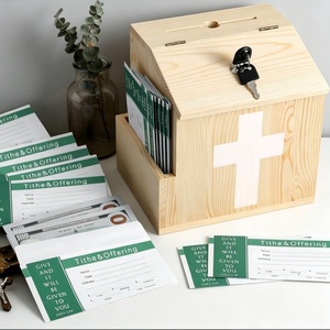 Boîte à offrandes en bois multifonctionnelle de qualité supérieure, boîte à dîmes et à demandes de prière pour l'église avec enveloppes - Product Image 3