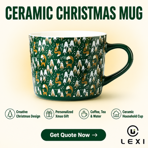 Mug en céramique Cerf de Noël Forêt, intérieur blanc, cadeau de Noël pour couple, petit-déjeuner, chocolat chaud, thé, personnalisé, Trade Line LEXI - Product Image 2