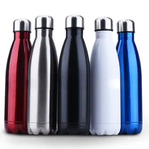 Termo de acero inoxidable de doble pared para deportes al aire libre, botella de agua con forma de cola, 500ml, gran oferta