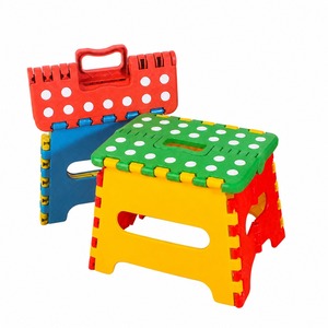 Tabouret pliant portable en plastique avec poignée, motif à pois, pour enfants et usage domestique - Product Image 1