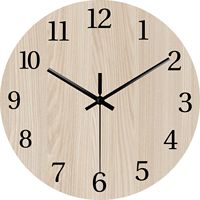 Jam Dinding Kayu MDF Minimalis Bulat 12 Inci, Jam Dekoratif Tanpa Suara dan Tanpa Detak untuk Ruang Tamu Kantor Dekorasi Rumah.
