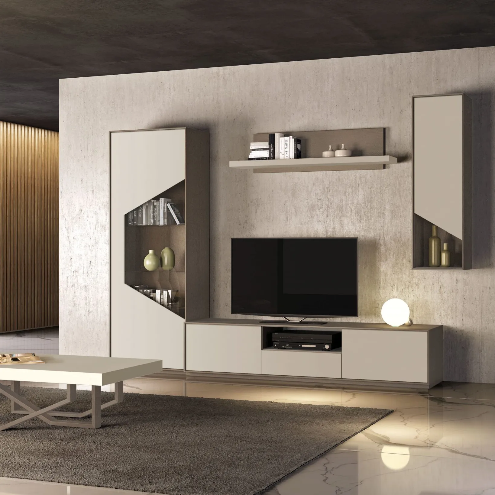 Новый дизайн, роскошный современный домашний развлекательный настенный блок, тумба для телевизора с камином