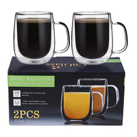 Ensemble de tasses à cappuccino en verre borosilicate à double paroi, sans BPA, 355 ml (12 oz), résistant au micro-ondes et au lave-vaisselle, vente directe usine